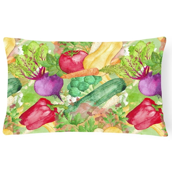 Carolines Treasures BB7572PW1216 Watercolor Vegetables Farm to Table Canvas Fabric Decorative Pillow  12H x16W