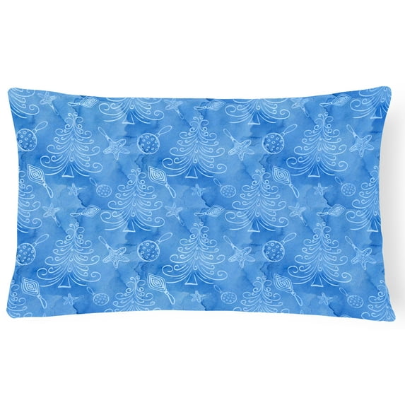 Carolines Treasures BB7577PW1216 Watercolor Christmas Trees and Ornaments Canvas Fabric Decorative Pillow 12H x16W