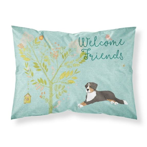 Carolines Treasures BB7579PILLOWCASE Welcome Friends Bernese Mountain Dog Fabric Standard Pillowcase Standard multicolor