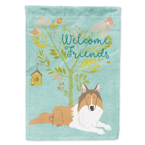 Carolines Treasures BB7584GF Welcome Friends Collie Flag Garden Size  Small multicolor