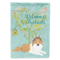 Carolines Treasures BB7584GF Welcome Friends Collie Flag Garden Size Small multicolor