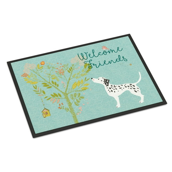 Carolines Treasures BB7585MAT Welcome Friends Dalmatian Doormat 18x27 27"L x 18"W multicolor