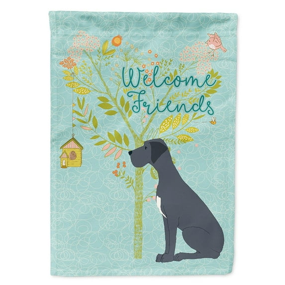 Carolines Treasures BB7587CHF Welcome Friends Black Great Dane Flag Canvas House Size  Large multicolor