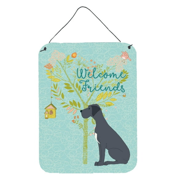 Carolines Treasures BB7587DS1216 Welcome Friends Black Great Dane Wall or Door Hanging Prints 12x16 multicolor