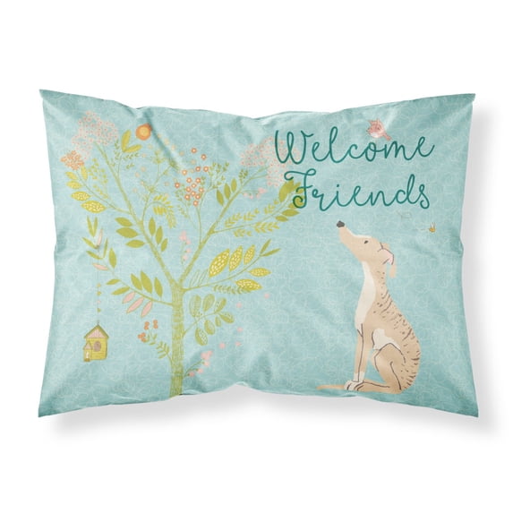 Carolines Treasures BB7591PILLOWCASE Welcome Friends Brindle Greyhound Fabric Standard Pillowcase Standard multicolor