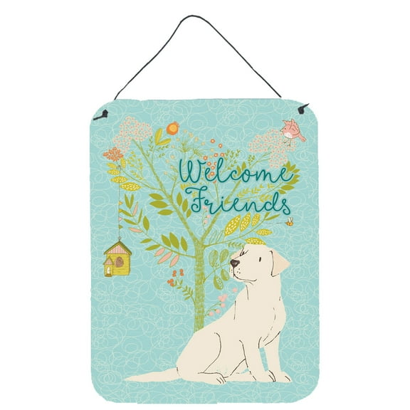 Carolines Treasures BB7596DS1216 Welcome Friends Yellow Labrador Retriever Wall or Door Hanging Prints 12x16 multicolor