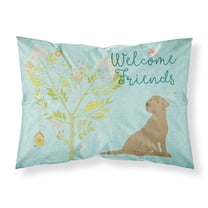 Carolines Treasures BB7597PILLOWCASE Welcome Friends Chocolate Labrador Retriever Fabric Standard Pillowcase Standard
