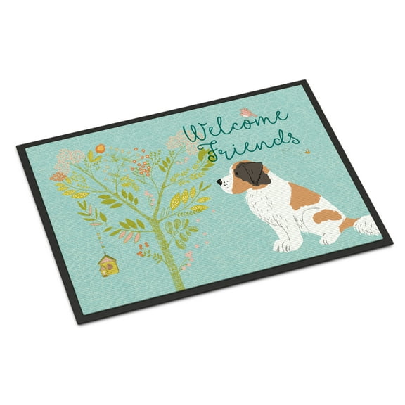 Carolines Treasures BB7599MAT Welcome Friends Saint Bernard Doormat 18x27 27"L x 18"W multicolor
