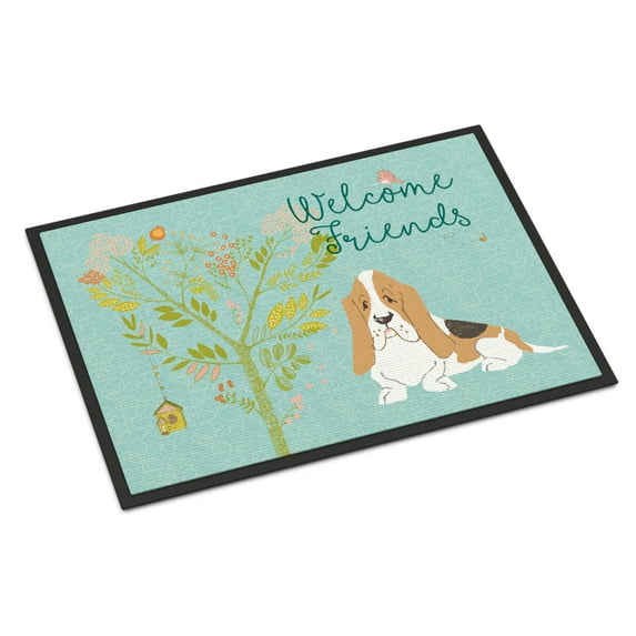 Carolines Treasures BB7600JMAT Welcome Friends Basset Hound Doormat 24x36 36"L x 24"W multicolor