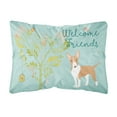 thumbnail image 1 of Carolines Treasures BB7605PW1216 Welcome Friends Brown Bull Terrier Canvas Fabric Decorative Pillow  12H x16W multicolor, 1 of 3