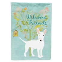 Carolines Treasures BB7606GF Welcome Friends White Bull Terrier Flag Garden Size Small multicolor