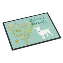 Carolines Treasures BB7606JMAT Welcome Friends White Bull Terrier Doormat 24x36 36"L x 24"W multicolor