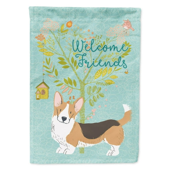 Carolines Treasures BB7610GF Welcome Friends Pembroke Welsh Corgi Tricolor Flag Garden Size  Small multicolor