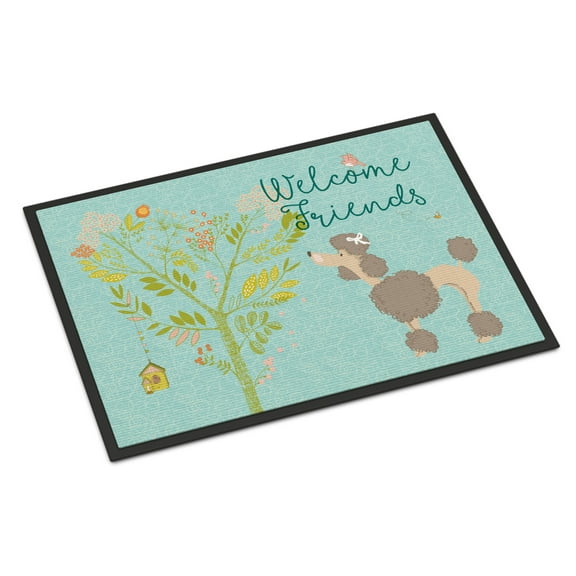 Carolines Treasures BB7612MAT Welcome Friends Chocolate Poodle Doormat 18x27 27"L x 18"W multicolor