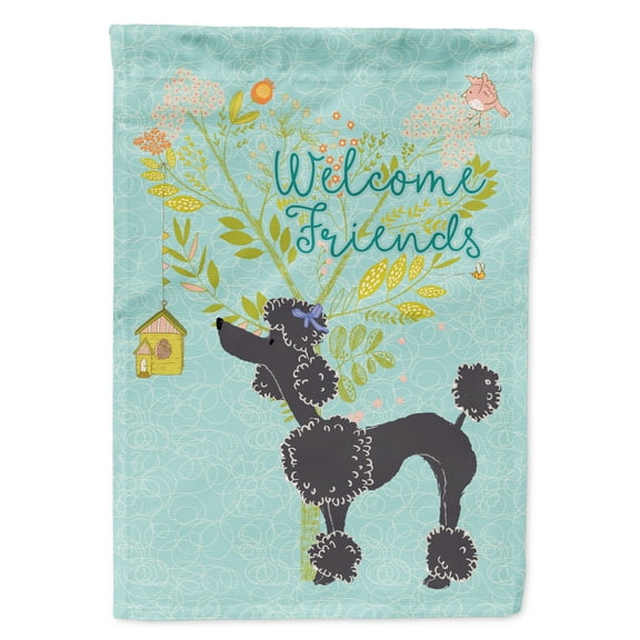 Carolines Treasures BB7615GF Welcome Friends Black Poodle Flag Garden Size  Small multicolor
