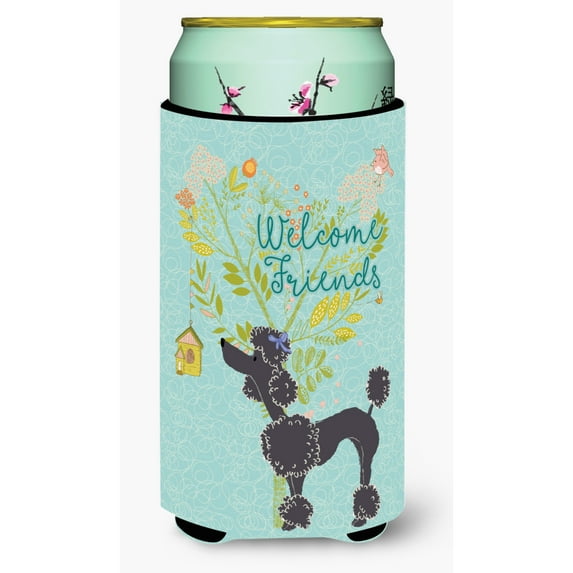 Carolines Treasures BB7615TBC Welcome Friends Black Poodle Tall Boy Beverage Insulator Hugger Tall Boy multicolor