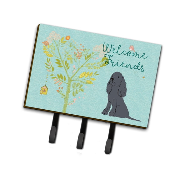 Carolines Treasures BB7618TH68 Welcome Friends Black Cocker Spaniel Leash or Key Holder Triple multicolor