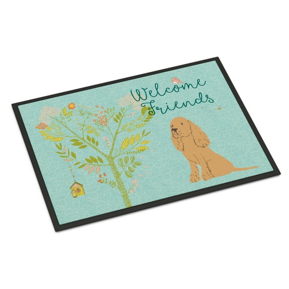 Carolines Treasures BB7619JMAT Welcome Friends Buff Cocker Spaniel Doormat 24x36 36"L x 24"W multicolor