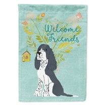 Carolines Treasures BB7621CHF Welcome Friends Black Springer Spaniel Flag Canvas House Size Large multicolor