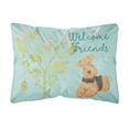 thumbnail image 1 of Carolines Treasures BB7625PW1216 Welcome Friends Airedale Terrier Canvas Fabric Decorative Pillow  12H x16W multicolor, 1 of 3