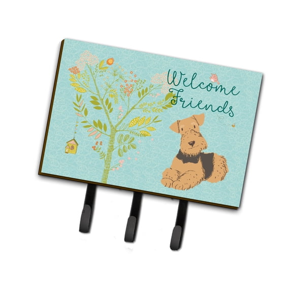 Carolines Treasures BB7625TH68 Welcome Friends Airedale Terrier Leash or Key Holder Triple multicolor
