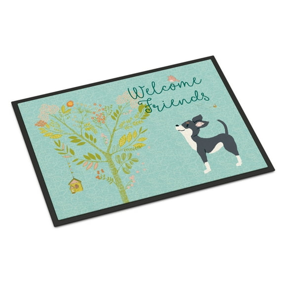 Carolines Treasures BB7627JMAT Welcome Friends Black White Chihuahua Doormat 24x36 36"L x 24"W multicolor