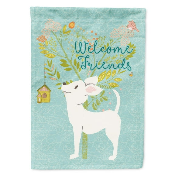 Carolines Treasures BB7629GF Welcome Friends White Chihuahua Flag Garden Size  Small multicolor