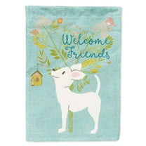 Carolines Treasures BB7629GF Welcome Friends White Chihuahua Flag Garden Size Small multicolor