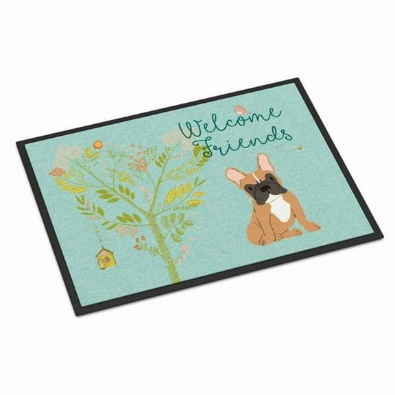 Carolines Treasures BB7633MAT Welcome Friends Fawn French Bulldog Doormat 18x27 27"L x 18"W multicolor