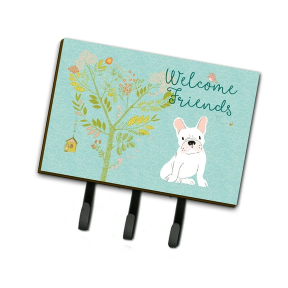 Carolines Treasures BB7635TH68 Welcome Friends White French Bulldog Leash or Key Holder Triple multicolor
