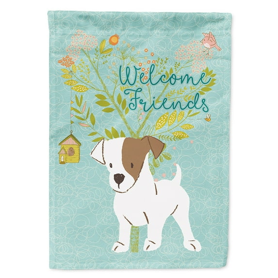 Carolines Treasures BB7637CHF Welcome Friends Jack Russell Terrier Puppy Flag Canvas House Size Large multicolor