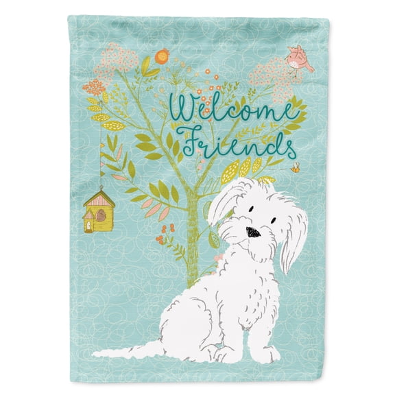 Carolines Treasures BB7639GF Welcome Friends Maltese Flag Garden Size  Small multicolor