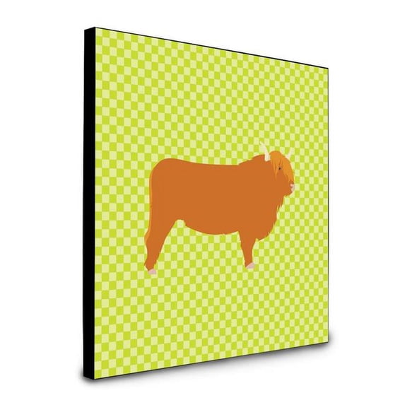 Carolines Treasures  8 x 8 x 0.625 in. Highland Cow Green Artwork Panel Wall Decor