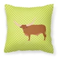 thumbnail image 1 of Ankole-Watusu Cow Green Fabric Decorative Pillow, 1 of 4