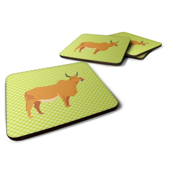 Carolines Treasures BB7651FC Zebu Indicine Cow Green Foam Coaster, Set of 4