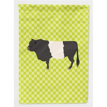 Carolines Treasures BB7657CHF Belted Galloway Cow Green Flag Canvas House