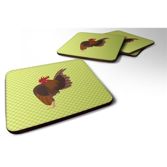 Carolines Treasures BB7668FC Malaysian Serama Chicken Green Foam Coaster, Set of 4