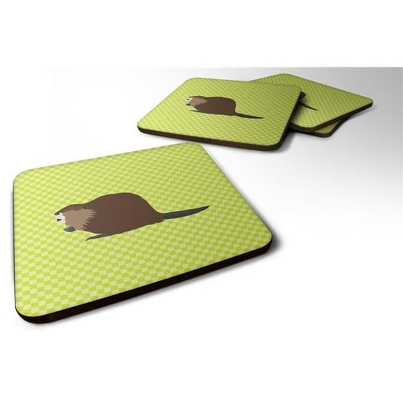 Carolines Treasures BB7699FC Eurasian Beaver Green Foam Coaster, Set of 4
