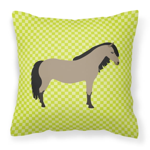 Carolines Treasures BB7736PW1414 Welsh Pony Horse Green Fabric Decorative Pillow, 14 x 14 in.