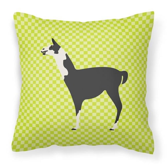 Carolines Treasures BB7744PW1414 Llama Q Ara Green Fabric Decorative Pillow, 14 x 14 in.