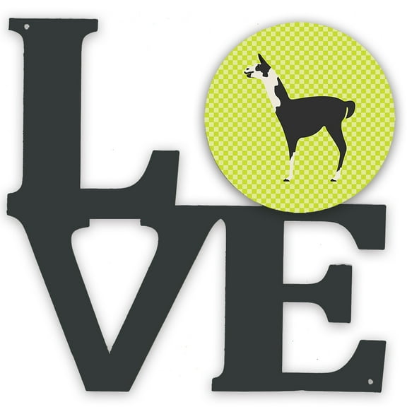 Caroline's Treasures BB7744WALV Llama Q' Ara Green Metal Wall Artwork LOVE, 12X12, multicolor