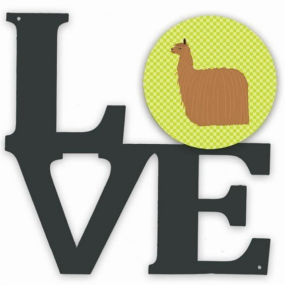 Carolines Treasures BB7746WALV 11.5 x 11.75 in. Alpaca Suri Green Metal Artwork Love Wall Decor