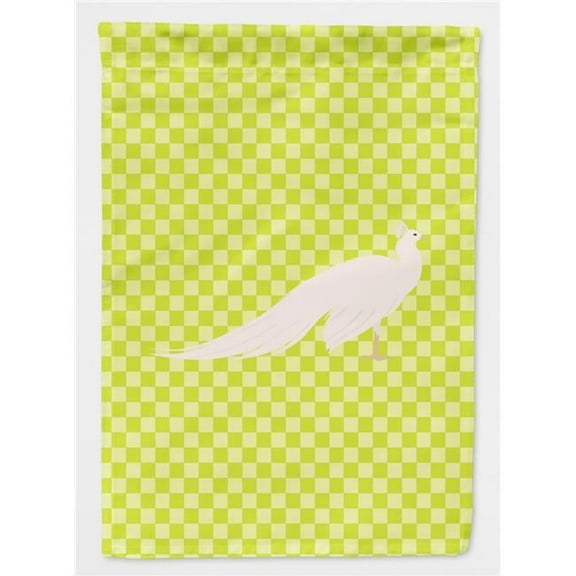 Caroline's Treasures BB7752GF White Peacock Peafowl Green Flag Garden Size , Small, multicolor