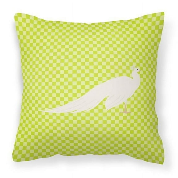 Carolines Treasures BB7752PW1818 White Peacock Peafowl Green Fabric Decorative Pillow, 18 x 18 in.