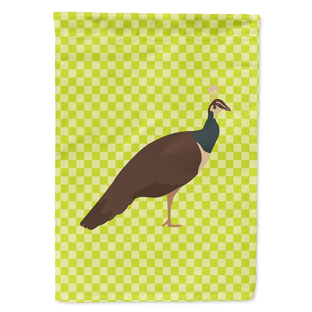 Carolines Treasures BB7753CHF Indian Peahen Peafowl Green Flag Canvas House
