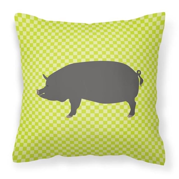 Carolines Treasures BB7759PW1414 Berkshire Pig Green Fabric Decorative Pillow, 14 x 14 in.