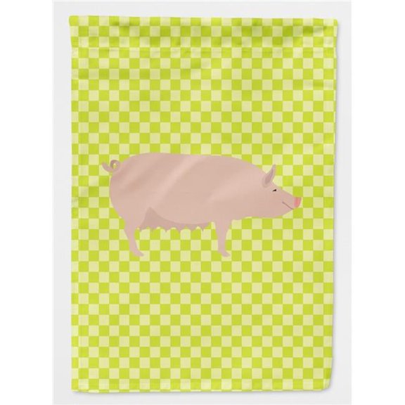 Carolines Treasures BB7764CHF English Large White Pig Green Flag Canvas House