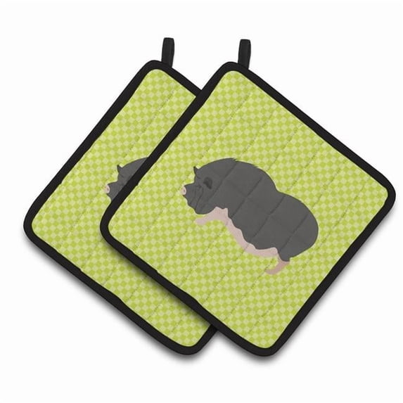 Carolines Treasures BB7767PTHD Vietnamese Pot-Bellied Pig Green Pair of Pot Holders