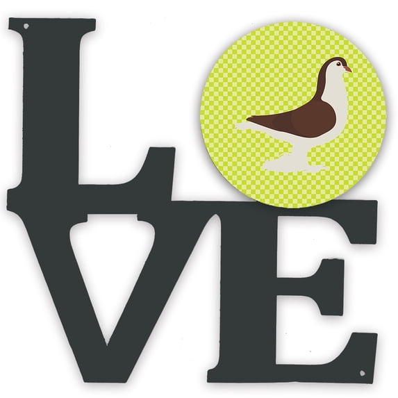 Large Pigeon Green Metal Wall Artwork LOVE