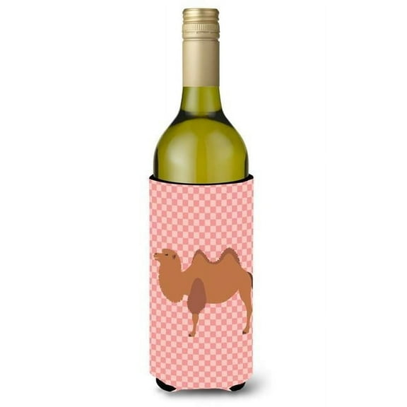 Carolines Treasures BB7818LITERK Bactrian Camel Pink Check Wine Bottle Beverge Insulator Hugger